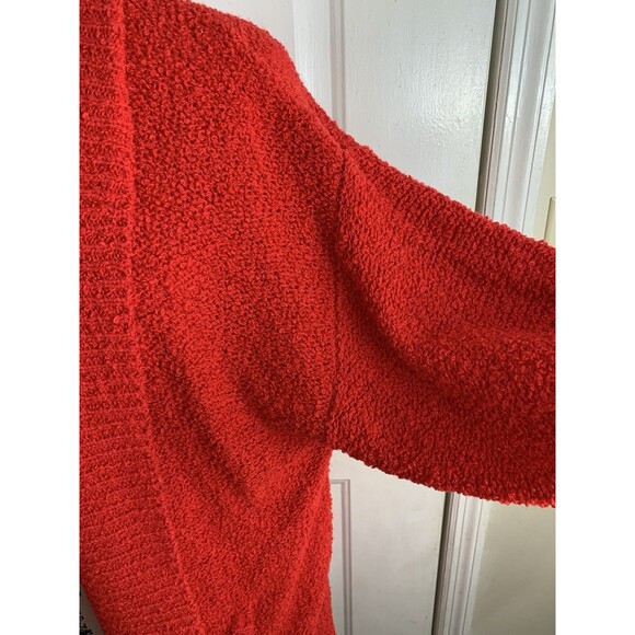 Vintage 90's SIDEFFECTS Red Textured Knit Cardigan Duster Sweater Coat Large - Picture 4 of 14